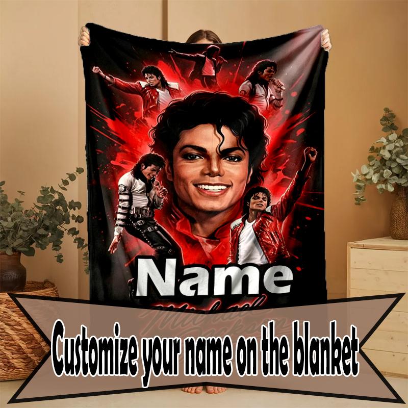 Custom Name Personalized Michael Jackson Print Blanket, Home Decor, Bedroom, Sofa, Camping, Couch, Gifts for Birthday Christmas