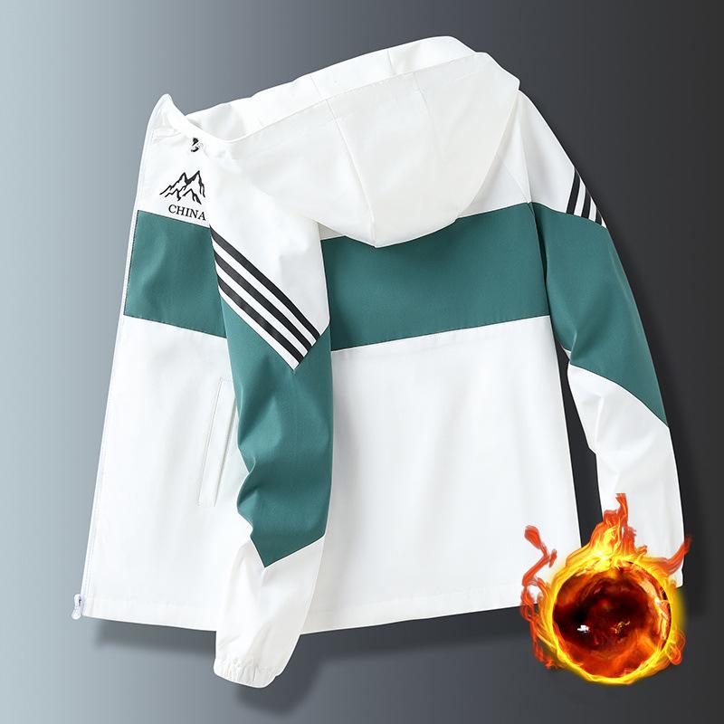 Куртка с капюшоном, мужская, весна-осень, корейская версия, свободная, подходящая по цвету, куртка для активного отдыха, трендовая повседневная куртка