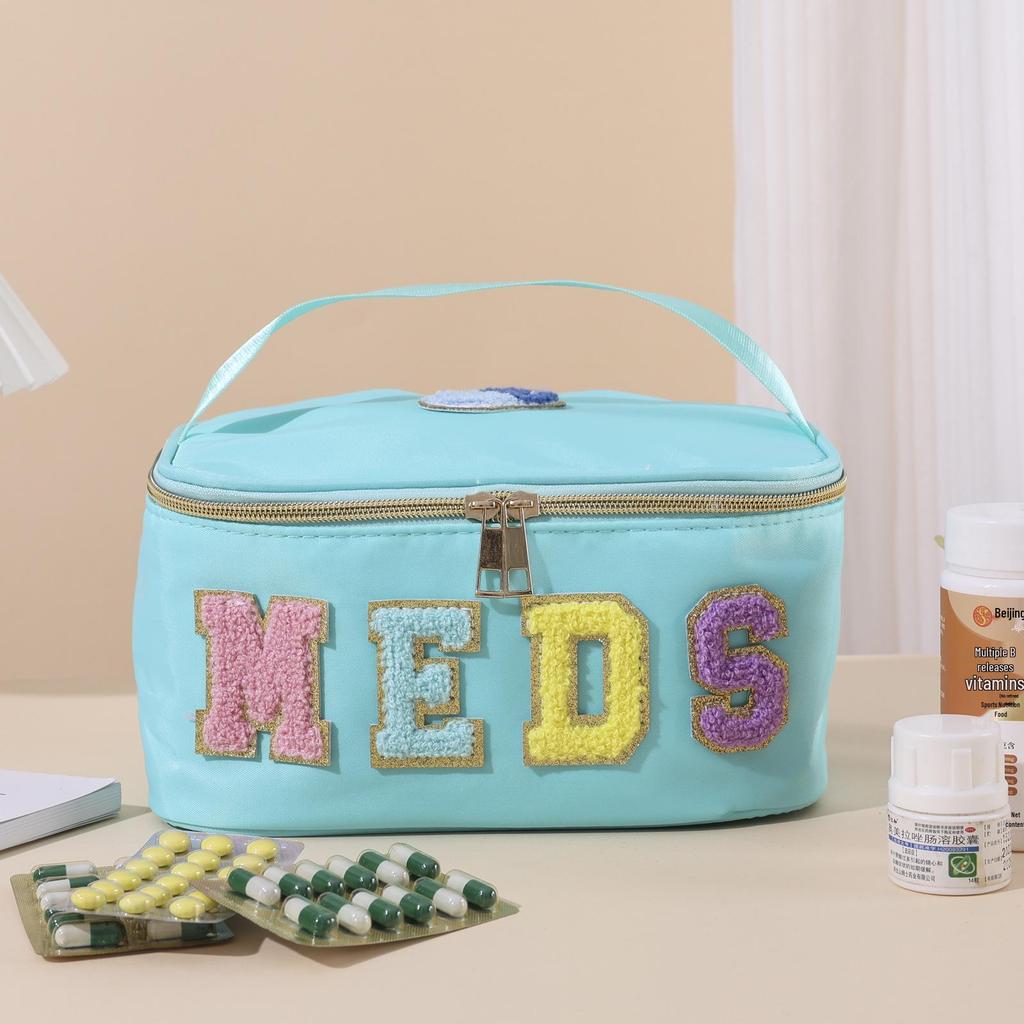 Вышитая сумка MEDS для косметики и лекарств - Многослойная сумка для хранения большой вместимости