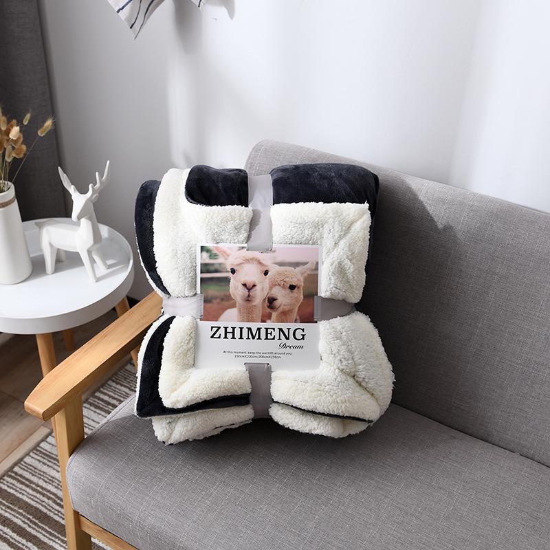 Новое двухслойное однотонное одеяло из овечьей шерсти для детей - утолщенный фланелевый дизайн