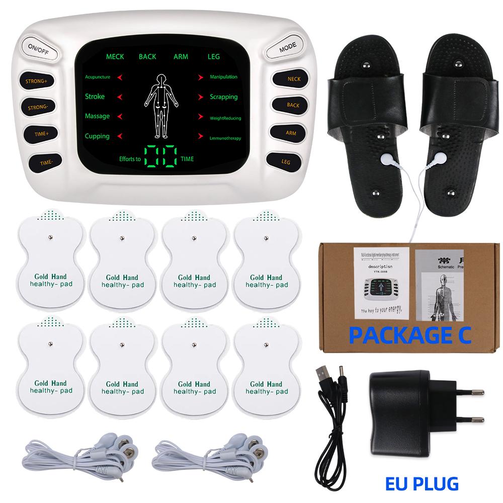 EMS Machine Electric Physiotherapy Tens Body Electrical 8 Pads Muscle Stimulator Pulse Acupuncture Back Neck Slipper Massage