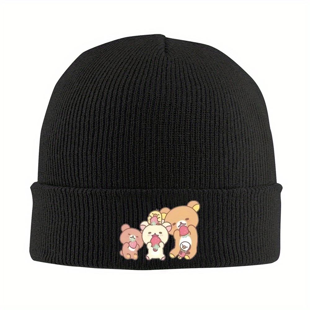 1pc Rilakkuma Family Strawberry Party Beanie Hats Bonnet Hats Adult Cool Gym Knitted Hat Spring Graphic Warm Soft Caps