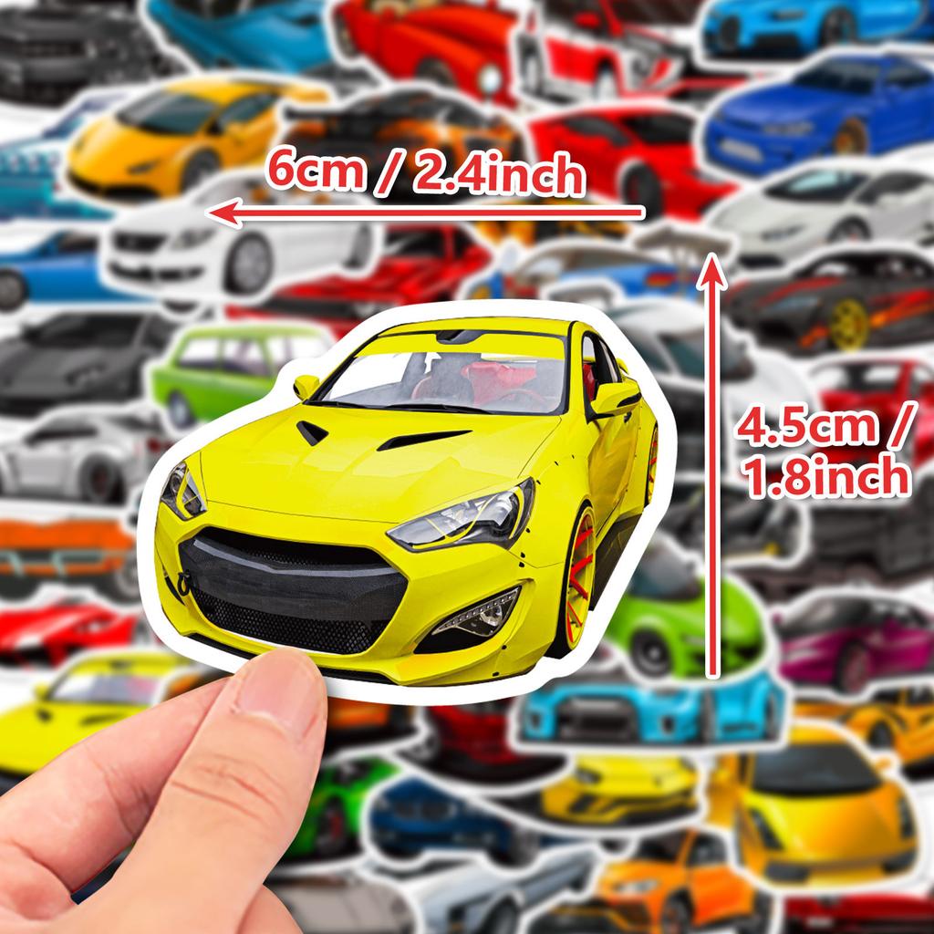 50 модифицированных мультяшных суперкаров, модифицированных автомобилей JDM Graffiti Racing, мультяшных наклеек для мальчиков