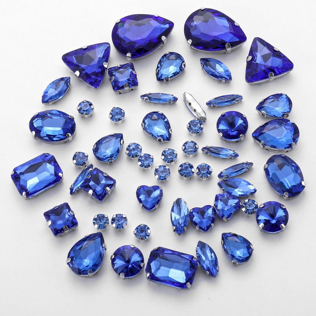 Mixed 50 Rhinestones Single Claw Glass Hand Sewing Drill Claw Drill DIY Wedding Decoration Clothing Crystal Buckle Rhinestone Sew On Beads