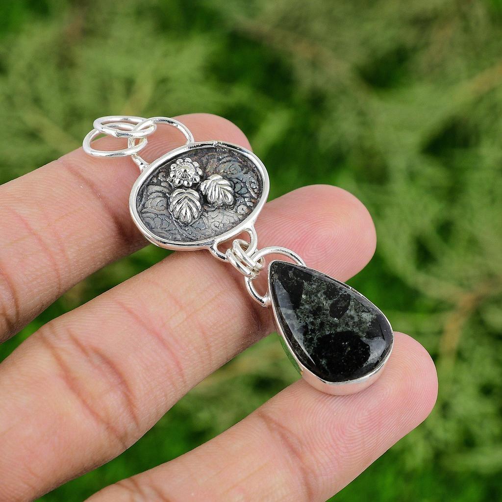 Daughters Day Sale 925 Silver Pear Natural Star Galaxy Jasper Mother New Pendant