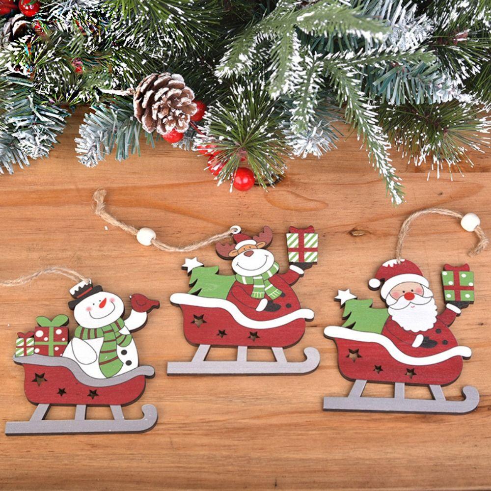 Sleigh Old Man Handmade Christmas Tree Pendant Christmas Snowman Pendant Xmas New Year Decor