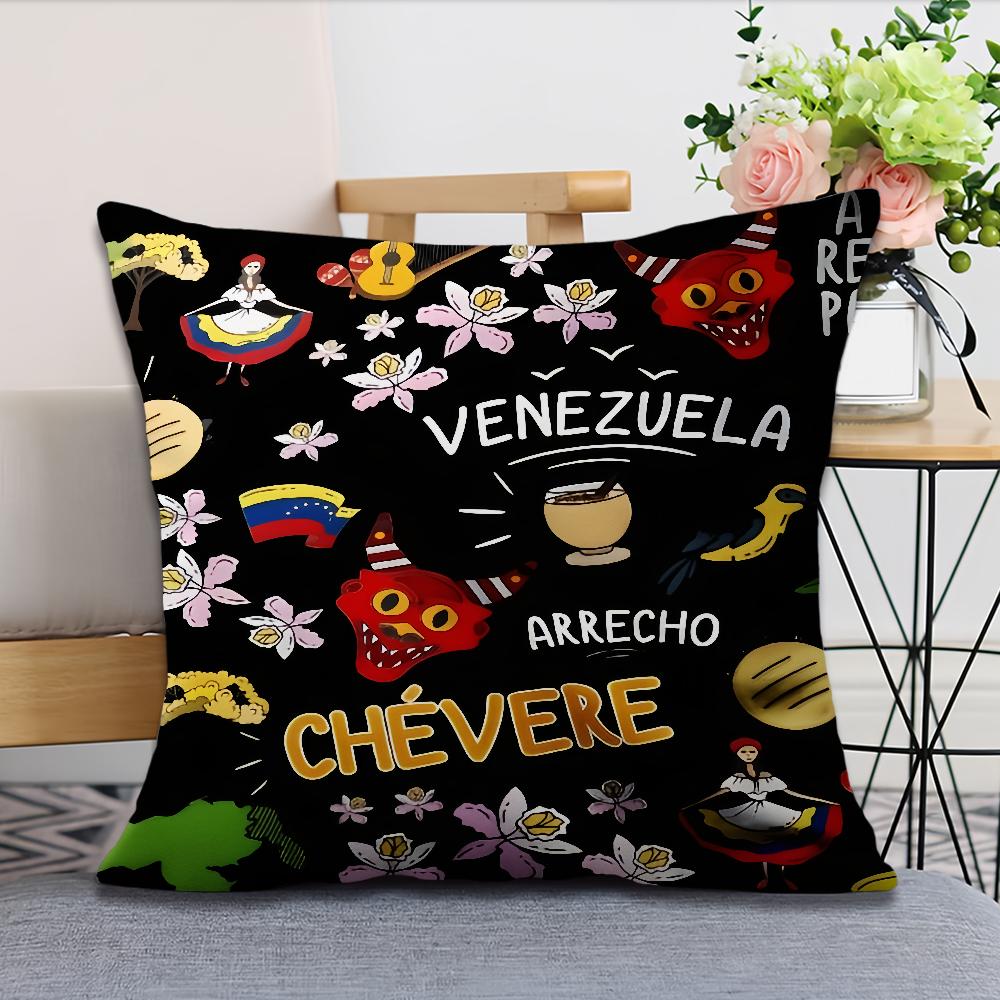 Aesthetic Art Venezuela Cushion Cover Soft Comfortable Pillow Case for Sofa Living Room Home Office Decor Protective Covers