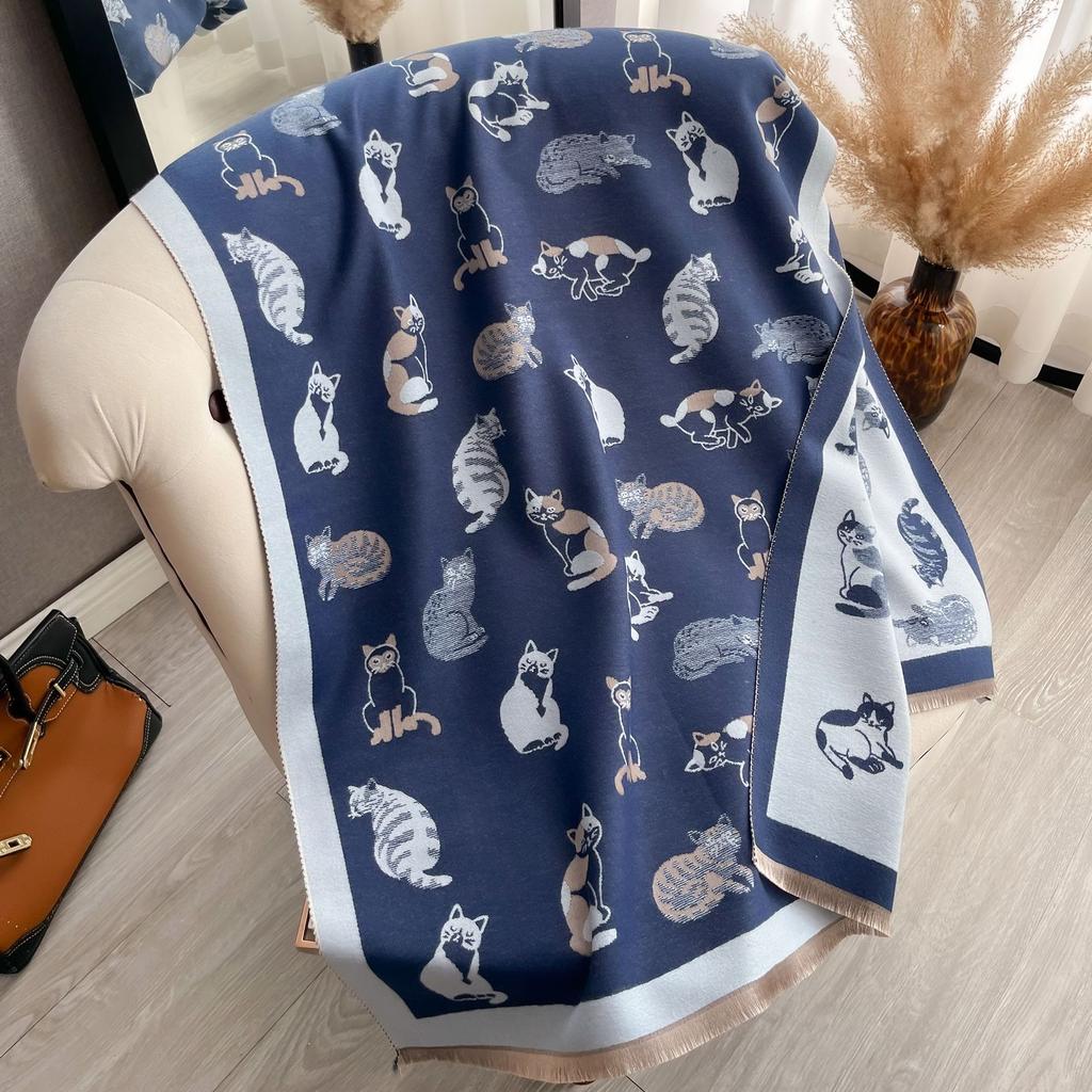 Autumn And Winter Animals, Cats, Sweet And Cute Ladies, Imitation Cashmere Warm Scarf, High-End Air Conditioner Shawl Scarf