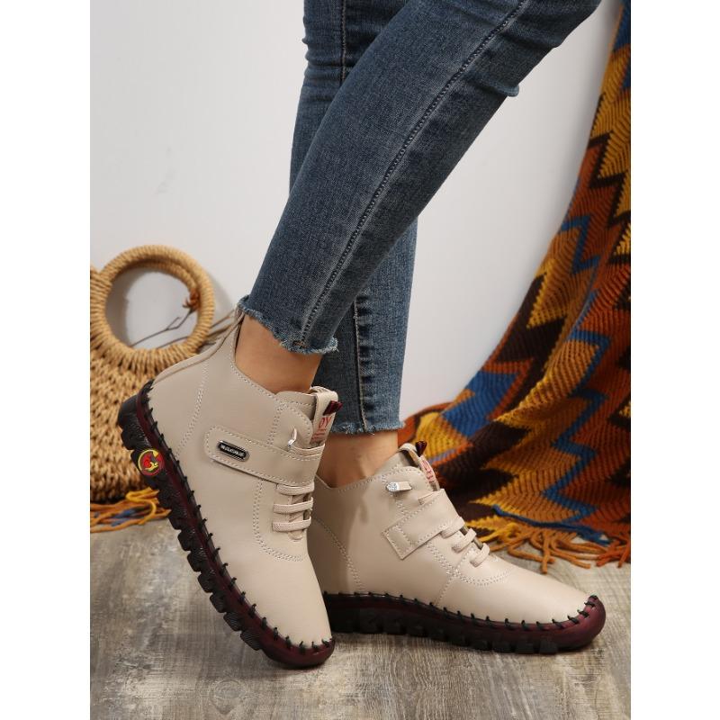 Зимние ботинки, слипоны для женщин, высокие кеды на шнуровке, повседневная кожаная ортопедическая обувь, ударопрочные женские кроссовки