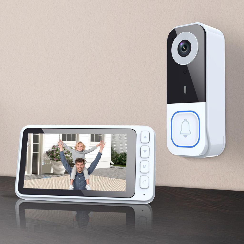 HD Smart Doorbell Camera with Screen & Humanoid Detection for Outdoor Intercom and Home Surveillance