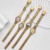 Французская симфония Рябчик Часы Женские Нишевый Дизайн Белый Маленький Циферблат Сияющая Девичье Сердце Часы Кварцевые