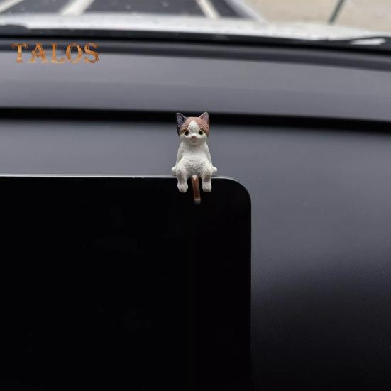1/2/4Pcs Mini Cat Figurine Car Dashboard Central Control Display Screen Mount Sleeping Lying Sitting Kitten Statue Animal Sculpture Ornament