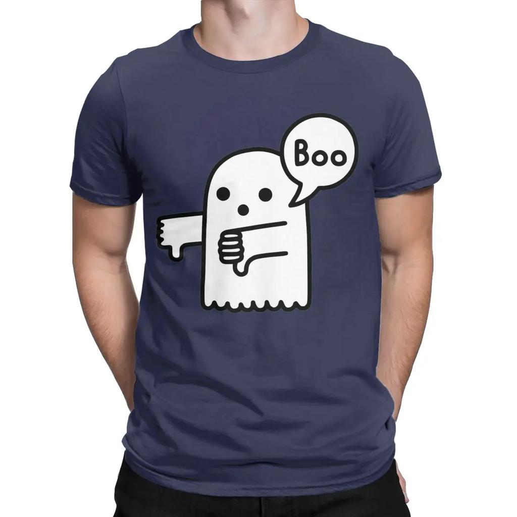 Men's T-Shirts The Ghost Of Disapproval Funny Pure Cotton Tee Shirt Short Sleeve Halloween Cute T Shirt Round Neck Tops Party