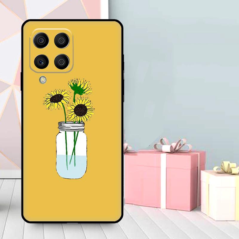 Цветочный чехол с ромашками и подсолнухами для Samsung Galaxy M56 M52 M32 M53 M16 M11 M21 M31 M35 M12 M13 M14 M15 M36 M55 M34 M54