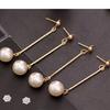 Gold-Plated Tassel Pearl Earrings, Korean Style