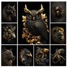 Diy Mosaic Cross Stitch New 2023 Diamond Painting Gold Black Animal Cat Owl Wolf Full Rhinestone Embroidery Kits Home Decor AA4461