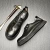 Кожаные туфли мужские кожаные мягкие подошвы повседневные дышащие туфли на шнуровке с круглым носком нескользящие трендовые деловые туфли