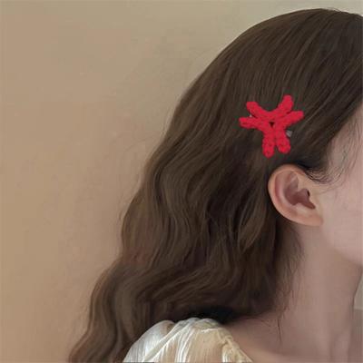 Вязаные крючком заколки для волос с зажимом-уткой, сердитой формы, бохо-заколки для волос для женщин, девушек, ручной работы, из пряжи, аксессуары для волос