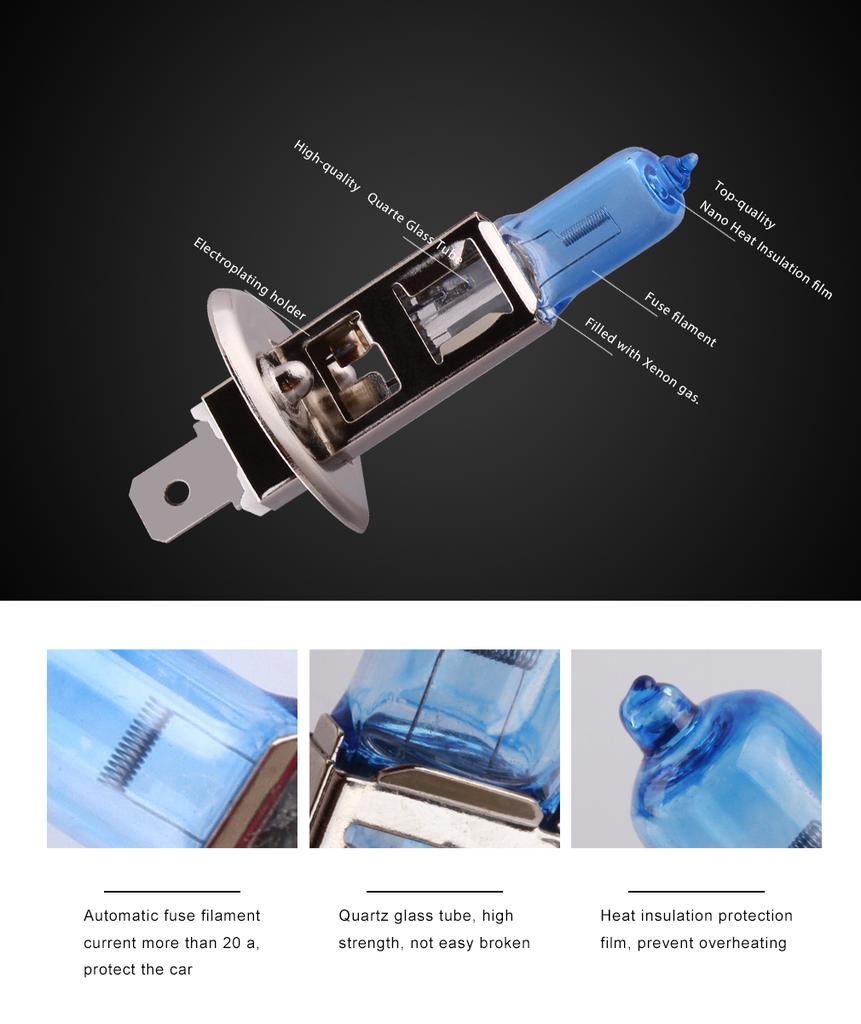 2pcs H1 H3 H4 H7 55W 100W Halogen Car Headlight Bulbs Super Bright Auto Lamp 12V Headlamp 5000K White