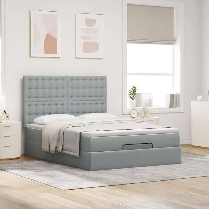 Maison Exclusive - Cadre de lit ottoman et matelas gris clair 140x200 cm tissu