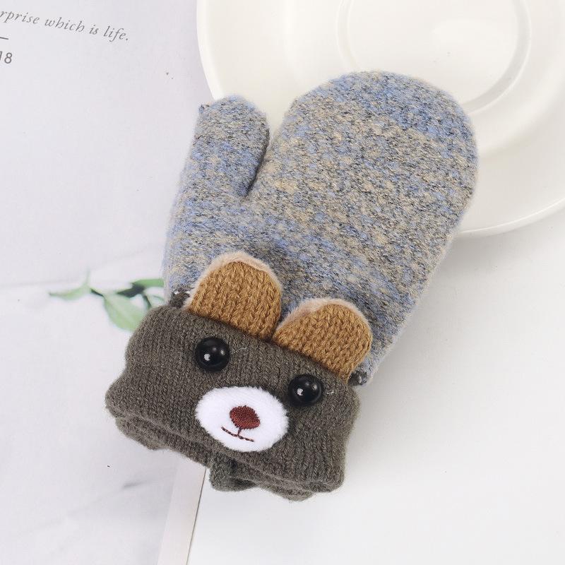 Children's Plus Velvet Thickened Bunny Gloves New Style Neck Finger Gloves Baby Kids Cute Windproof Gloves