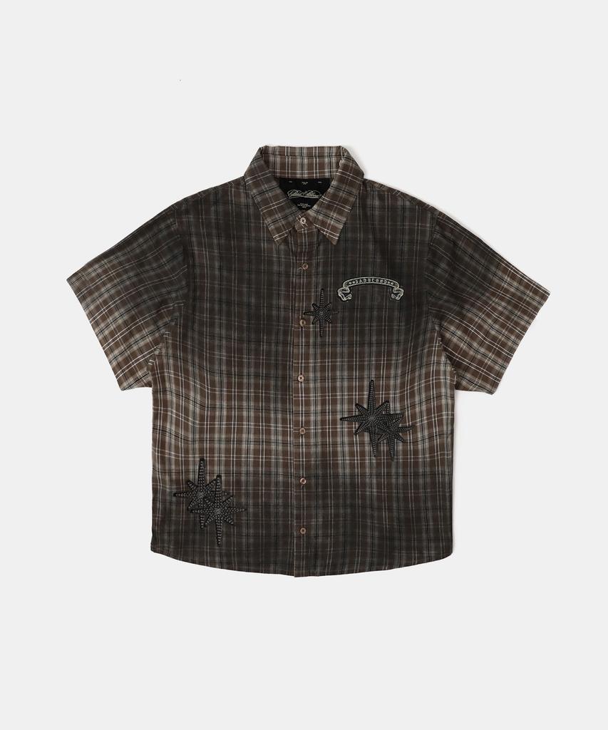 BADBLOOD Cosmo Graphic Short Sleeve Shirt - Brown Check