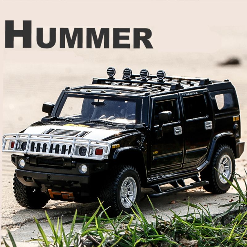 1/24 Hummer H2 Alloy Car Model Diecasts Metal Toys Vehicles High Simulation Sound Light Collection Kids Exclusive Birthday Gifts