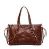 Women's Retro Large-Capacity Shoulder Tote - European & American Style Versatile Handbag with Drawstring