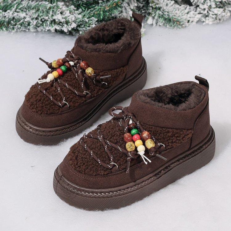 Зимние ботинки большого размера на толстой подошве для женщин, новые осенне-зимние бархатные утолщенные теплые хлопковые ботинки для женщин