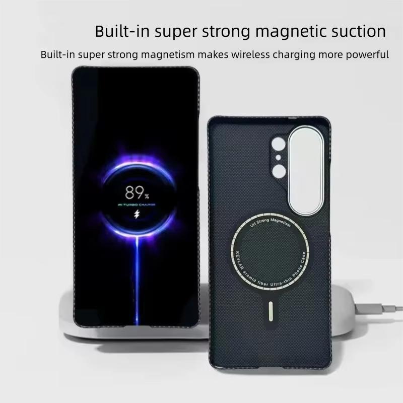 Магнитный чехол из Кевлара для Samsung Galaxy S26 Ultra Тонкий ударопрочный защитный чехол из арамидного волокна Magsafe Беспроводная зарядка