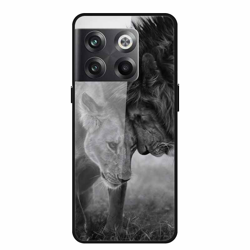 For Oneplus 10 pro Case Luxury Hard Tempered Glass Cover for OnePlus 10 Pro TPU Bumper Phone Case Cool Animals Pattern Cover