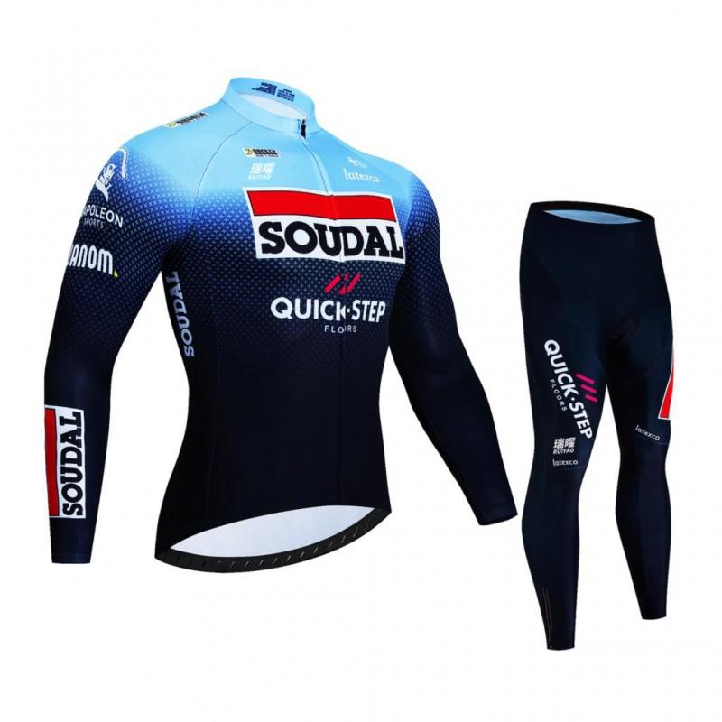 Mens Winter Cycling Long Sleeve Jersey Thermal Pants Set Road Bike Riding