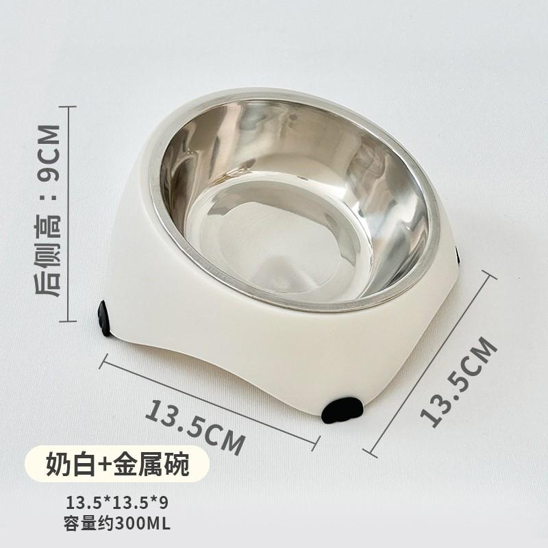 Stainless Steel Elevated Cat Bowl With Non-Slip Base Ergonomic Sloped Design Neck Protection Single Feeding Dish