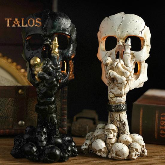 Подсвечник в виде черепа на Хэллоуин, готический, без слов, черно-белый, скелет, смоляная подставка для свечи, ароматизированная свеча, подсвечник, украшение для стола