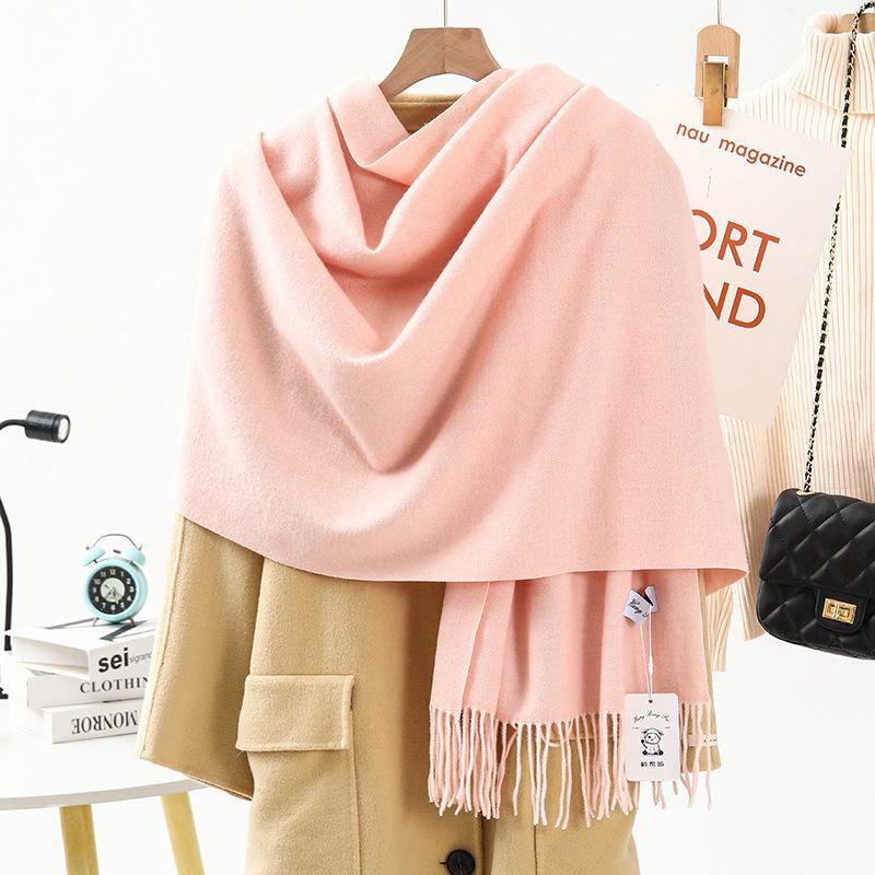Women'S Thick Warm Solid Color Scarf Autumn And Winter New Style Cashmere Scarf Versatile Wool Scarf