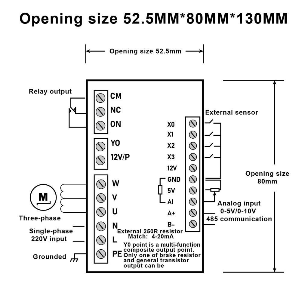Driver Miniature Frequency Converter MCU Single Phase Input Simple Frequency Converter VFD 750W/1500W RS485 Three-Phase Motor