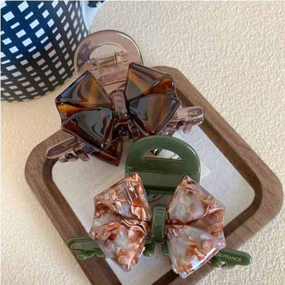 Hair Clip Retro Bow Acetate Hair Claw Jelly Shark Clip Fashion Solid Color Shark Clip  Girls