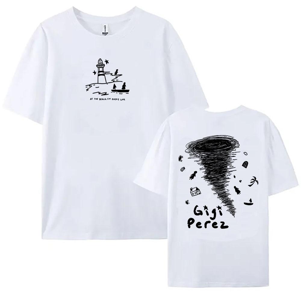 Y2K Gigi Perez Twister Camiseta Preta 2025 LP Na Praia, Em Toda Vida Camisetas Gráficas Unissex Streetwear Unisexga Curta Camisetas