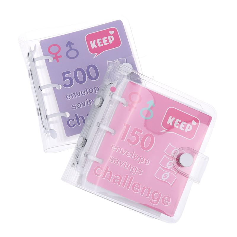 Mini Binder Money Saving Binder $150/300/500/1000 Savings Challenge Binder Envelope Savings Notebook Cash Budget Storage Book