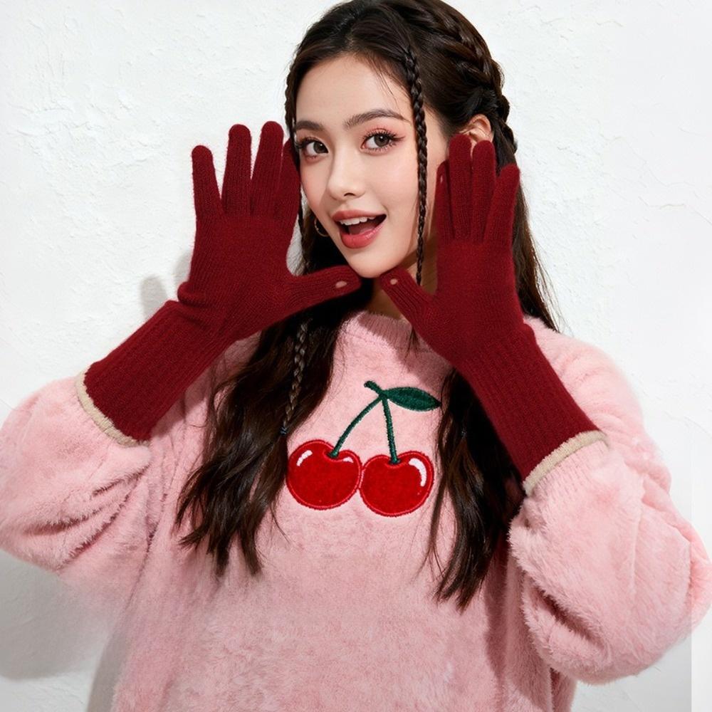 Long Design Knit Gloves Finger Opening Design Touchscreen Gloves Full Finger Gloves For Women