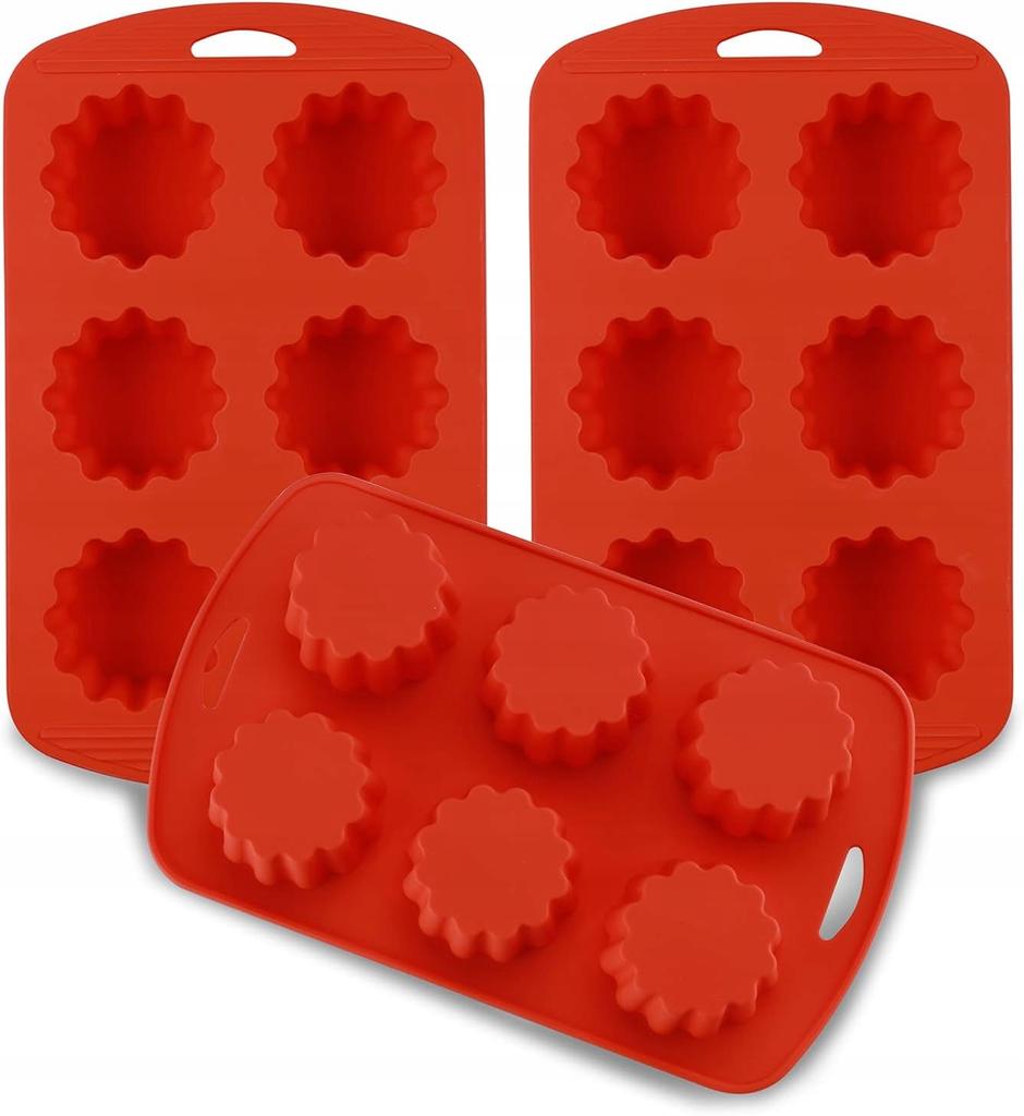Silicone muffin cupcake mold, set of 3 molds, 18 cupcakes