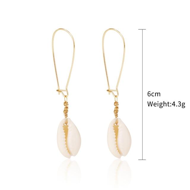 Bohemian White Shell Stud Earrings for Women Girls Cute Brincos Gold Dangle Earrings Fashion Jewelry Gifts for Girlfriend