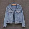 Зимняя женская куртка с отделкой из бисера, большие размеры, длинные рукава, отложной воротник, нагрудные карманы, застежка на пуговицы, пальто короткого типа, повседневная уличная одежда, джинсовые пальто