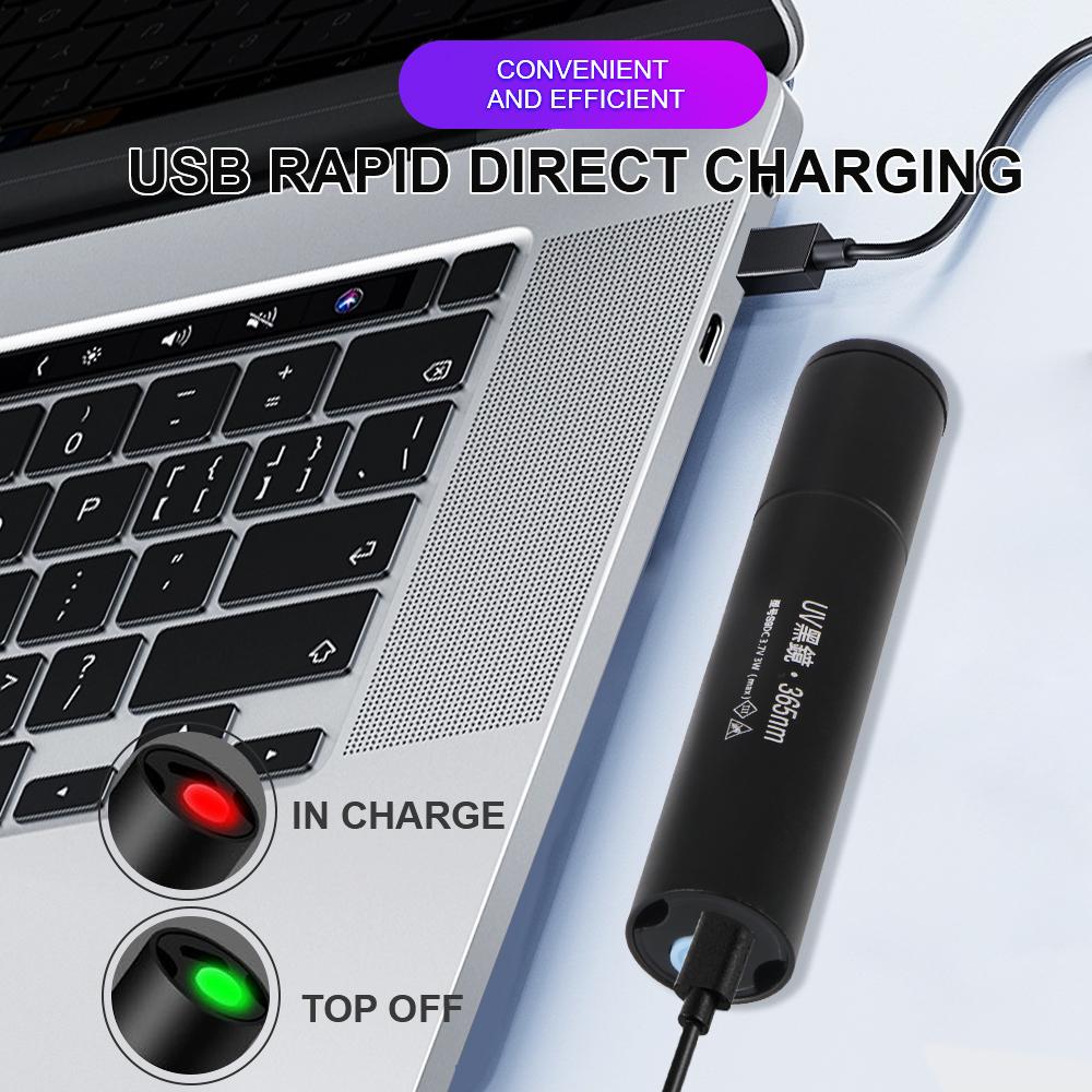 УФ-фонарик USB-перезаряжаемый ультрафиолетовый фонарь для мочи домашних животных, кошачий опоясывающий лишай, денежная руда, обнаружение скорпионов, 3 Вт, 365 нм, SV57, черный свет