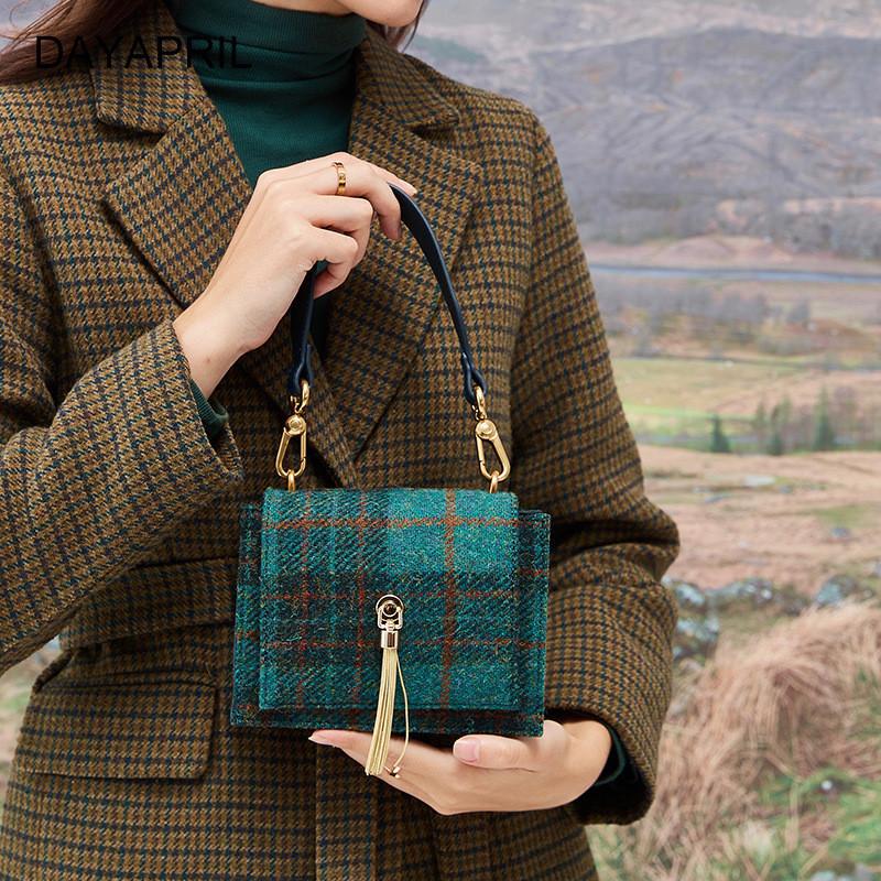 Стильная сумка-тоут из твида Харрис для женщин, большая вместимость, повседневная наплечная сумка