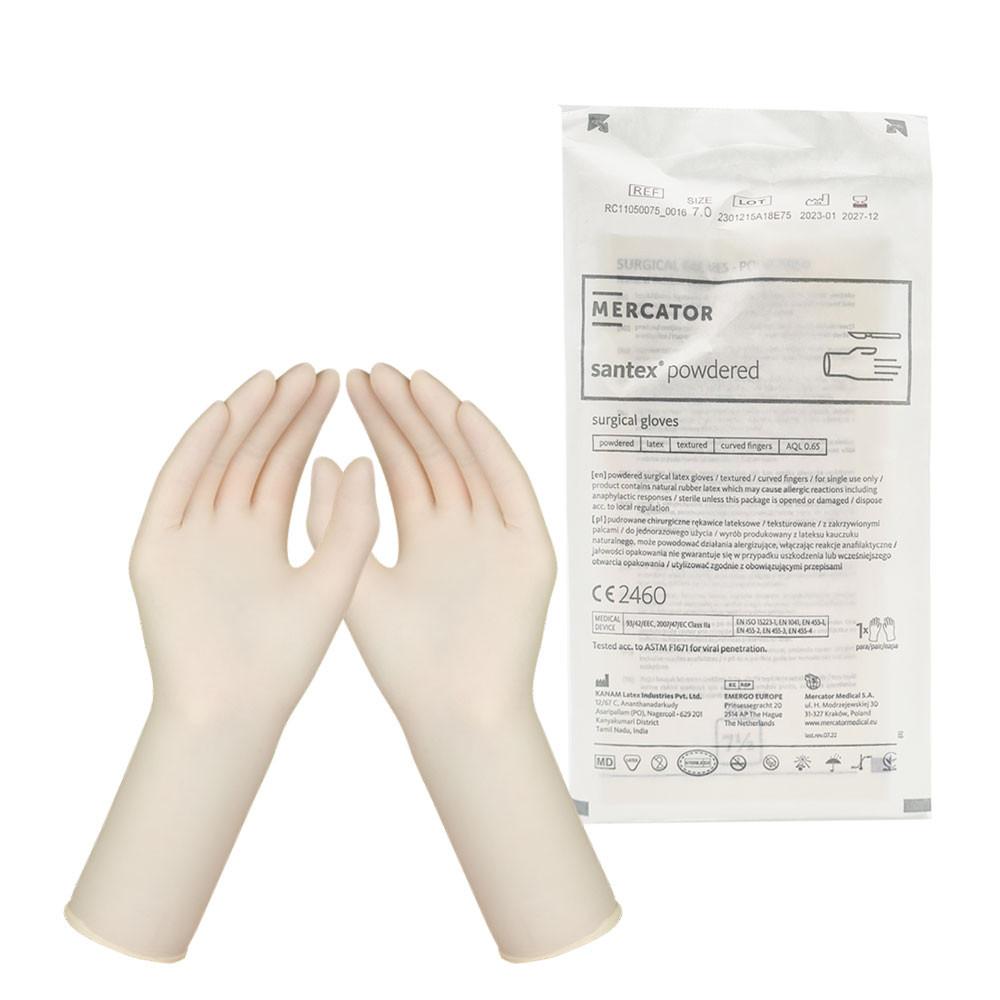 Mercator Santex Powdered 7.0 Sterile Latex Surgical Gloves 1 Pair