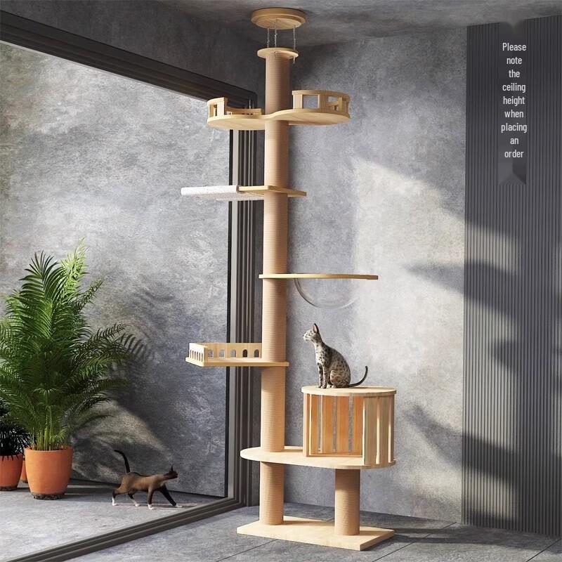 Floor-to-Ceiling Cat Tree with Integrated Condo