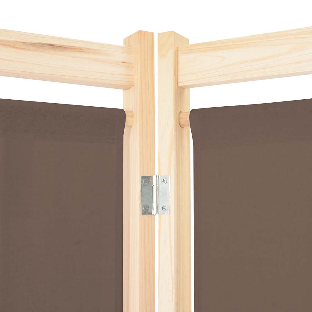 6 Panel Room Divider Brown 240 x 170 x 4 cm Fabric