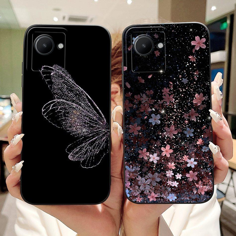 Для Realme C30 C30s Красивый Чехол для Телефона с Рисунком Розы и Бантом Для Realme C30 C30S Мягкие Силиконовые Чехлы