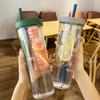 700ml Straw Cup with Foldable Straw Built-in Filter Tea Bin Easy To Clean Versatile Drinking Straw Cup